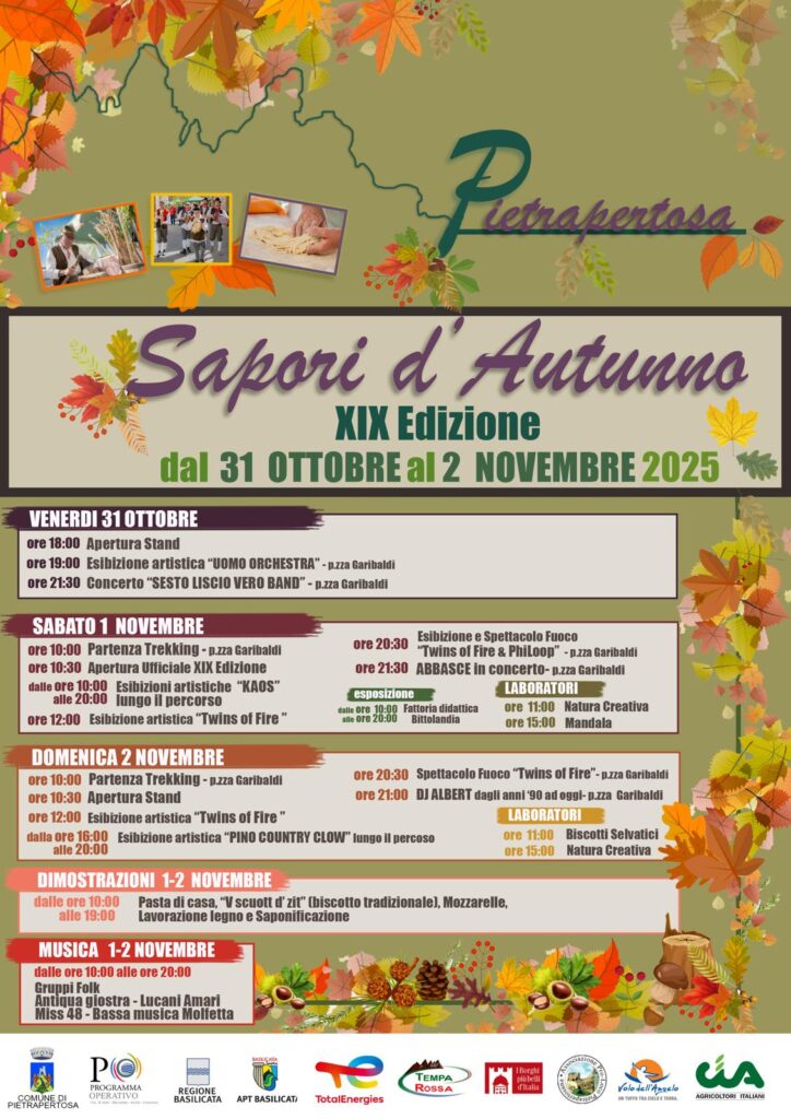 Sapori d'autunno primo novembre a pietrapertosa tarallificio